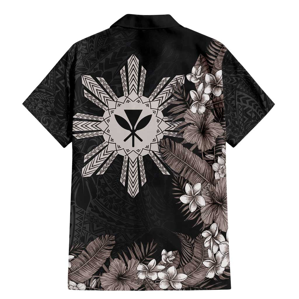 Tropical Hawaii and Philippines Family Matching Mermaid Dress and Hawaiian Shirt Kanaka Maoli and Sun Badge Batok Tattoo Grayscale