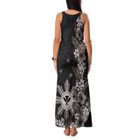 Tropical Hawaii and Philippines Family Matching Tank Maxi Dress and Hawaiian Shirt Kanaka Maoli and Sun Badge Batok Tattoo Grayscale