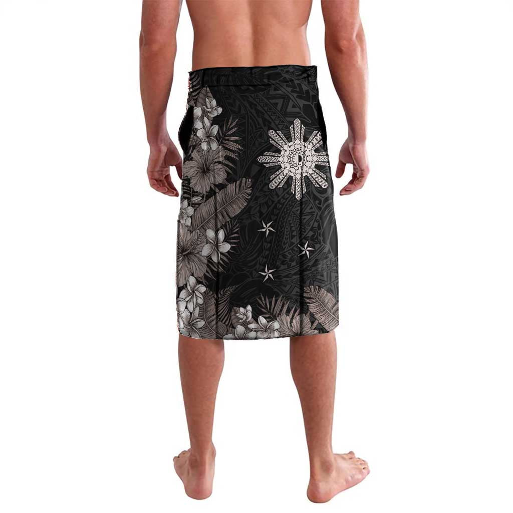 Tropical Hawaii and Philippines Lavalava Kanaka Maoli and Sun Badge Batok Tattoo Grayscale