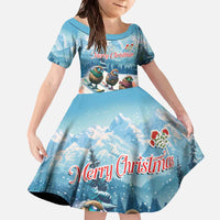 New Zealand Merry Christmas Family Matching Off The Shoulder Long Sleeve Dress and Hawaiian Shirt Kiwi Birds Snow Boarding-Vibrant Tropical Flower - Polynesian Pride