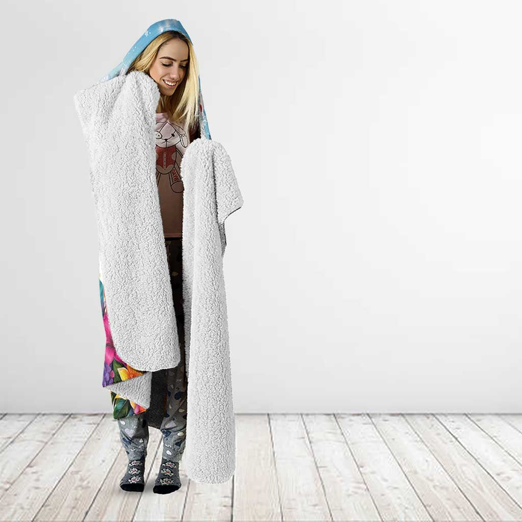 New Zealand Merry Christmas Hooded Blanket Kiwi Birds Snow Boarding-Vibrant Tropical Flower - Polynesian Pride