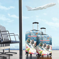 New Zealand Merry Christmas Luggage Cover Kiwi Birds Snow Boarding-Vibrant Tropical Flower - Polynesian Pride