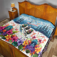 New Zealand Merry Christmas Quilt Kiwi Birds Snow Boarding-Vibrant Tropical Flower - Polynesian Pride