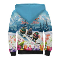 New Zealand Merry Christmas Sherpa Hoodie Kiwi Birds Snow Boarding-Vibrant Tropical Flower - Polynesian Pride