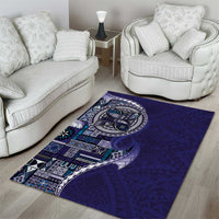 Samoan Siapo Art Tattoo Polynesian Pattern Area Rug Navy Color - Polynesian Pride
