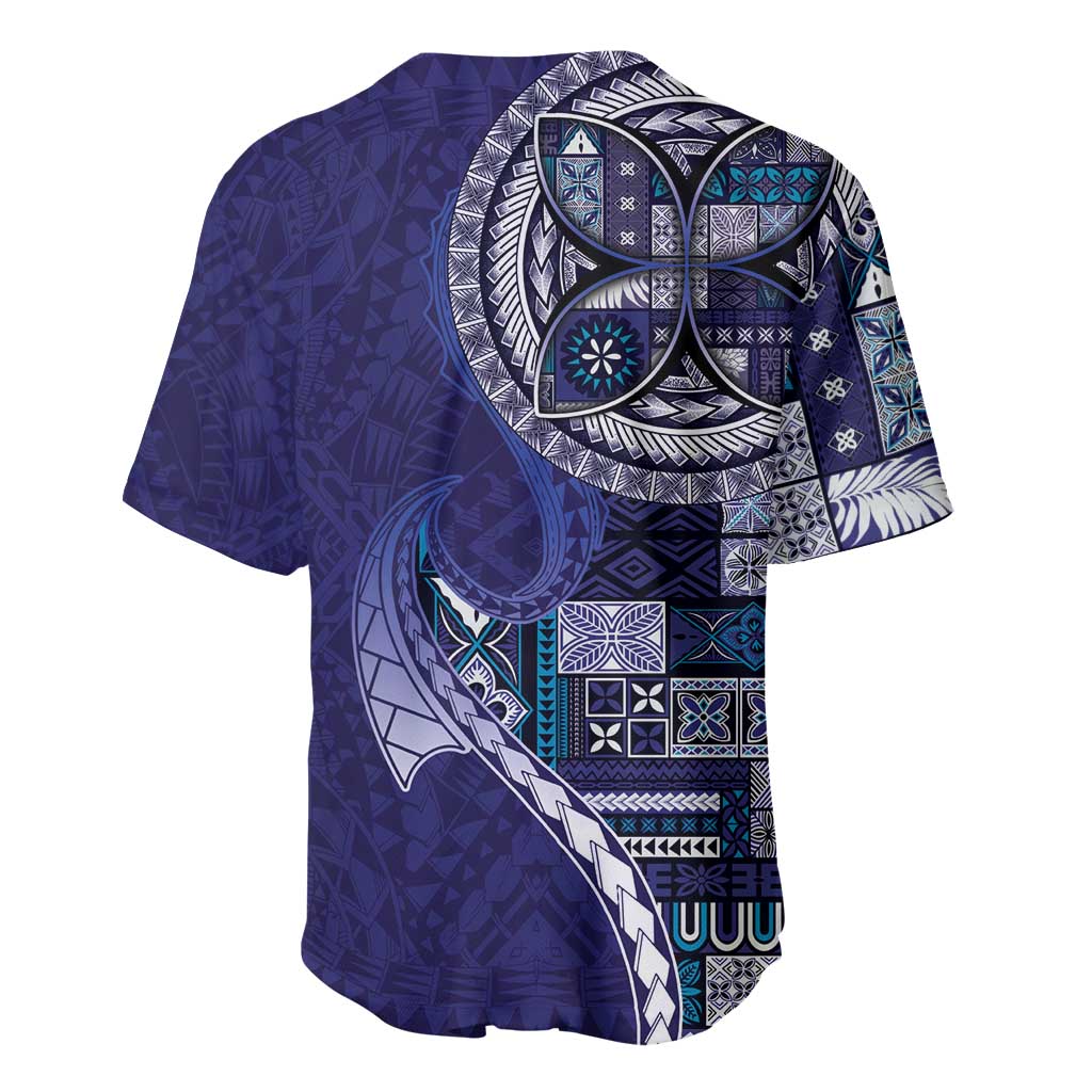 Samoan Siapo Art Tattoo Polynesian Pattern Baseball Jersey Navy Color - undefined