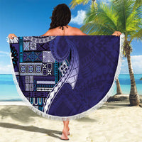 Samoan Siapo Art Tattoo Polynesian Pattern Beach Blanket Navy Color - Polynesian Pride