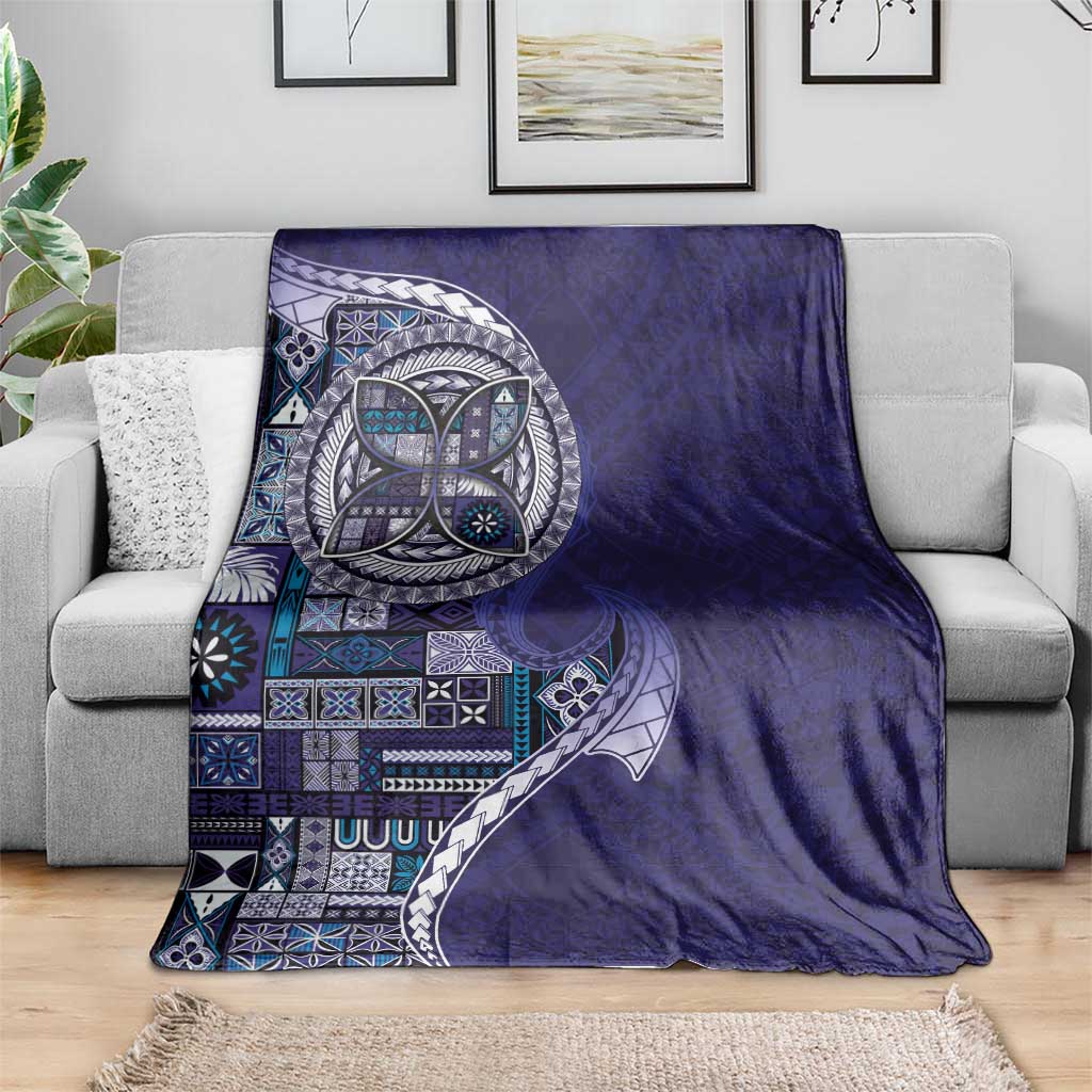 Samoan Siapo Art Tattoo Polynesian Pattern Blanket Navy Color - Polynesian Pride