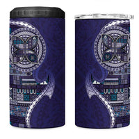 Samoan Siapo Art Tattoo Polynesian Pattern 4 in 1 Can Cooler Tumbler Navy Color - Polynesian Pride