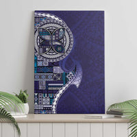 Samoan Siapo Art Tattoo Polynesian Pattern Canvas Wall Art Navy Color - Polynesian Pride