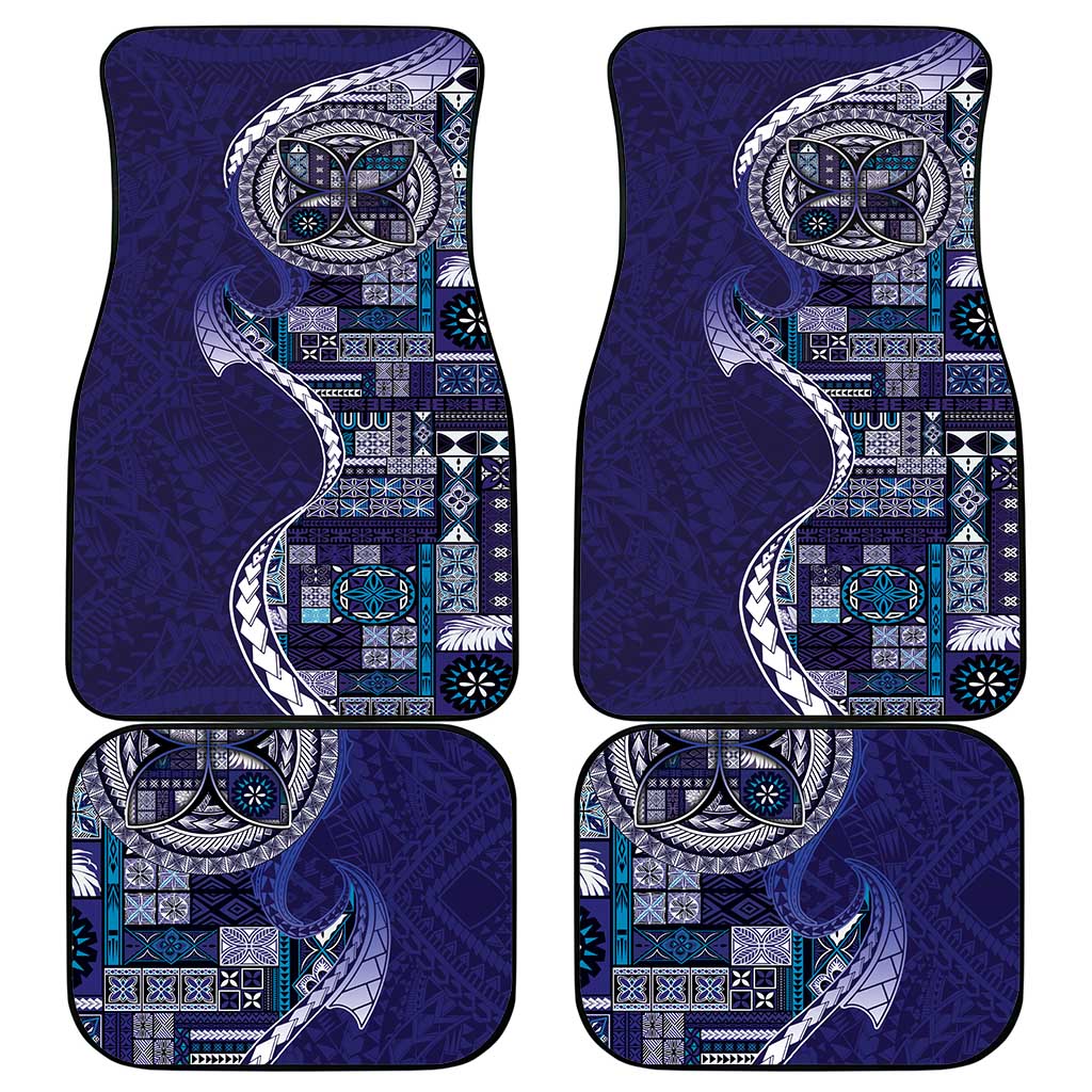 Samoan Siapo Art Tattoo Polynesian Pattern Car Mats Navy Color - Polynesian Pride