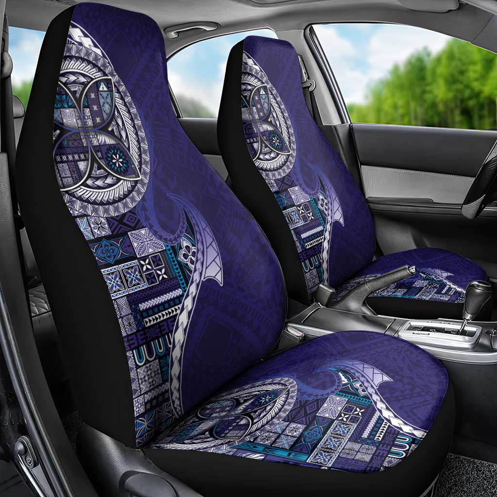Samoan Siapo Art Tattoo Polynesian Pattern Car Seat Cover Navy Color - Polynesian Pride
