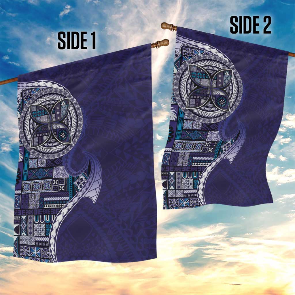 Samoan Siapo Art Tattoo Polynesian Pattern Garden Flag Navy Color - Polynesian Pride