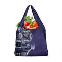 Samoan Siapo Art Tattoo Polynesian Pattern Grocery Bag Navy Color - Polynesian Pride