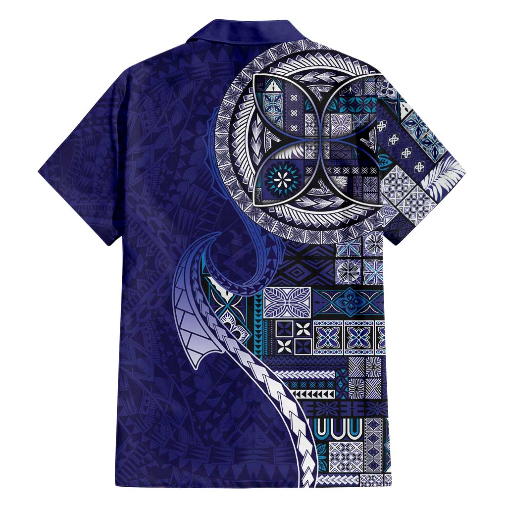 Samoan Siapo Art Tattoo Polynesian Pattern Hawaiian Shirt Navy Color - Polynesian Pride
