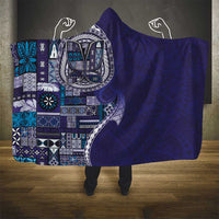 Samoan Siapo Art Tattoo Polynesian Pattern Hooded Blanket Navy Color LT03 - Polynesian Pride