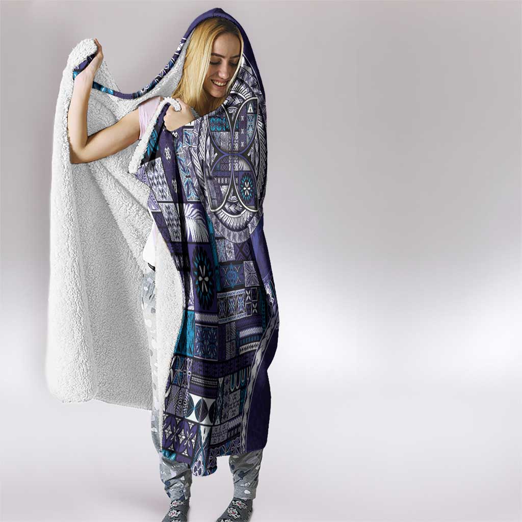 Samoan Siapo Art Tattoo Polynesian Pattern Hooded Blanket Navy Color LT03 - Polynesian Pride