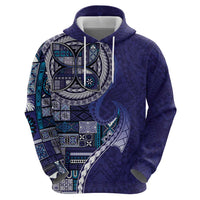 Samoan Siapo Art Tattoo Polynesian Pattern Hoodie Navy Color - Polynesian Pride