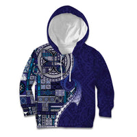 Samoan Siapo Art Tattoo Polynesian Pattern Kid Hoodie Navy Color LT03 Hoodie Navy - Polynesian Pride