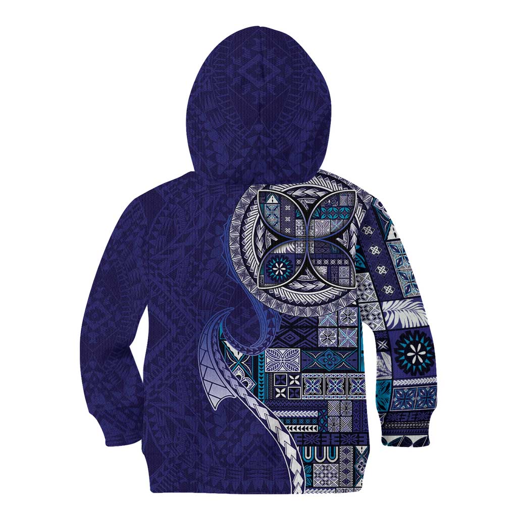 Samoan Siapo Art Tattoo Polynesian Pattern Kid Hoodie Navy Color LT03 - Polynesian Pride