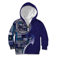 Samoan Siapo Art Tattoo Polynesian Pattern Kid Hoodie Navy Color LT03 Zip Hoodie Navy - Polynesian Pride
