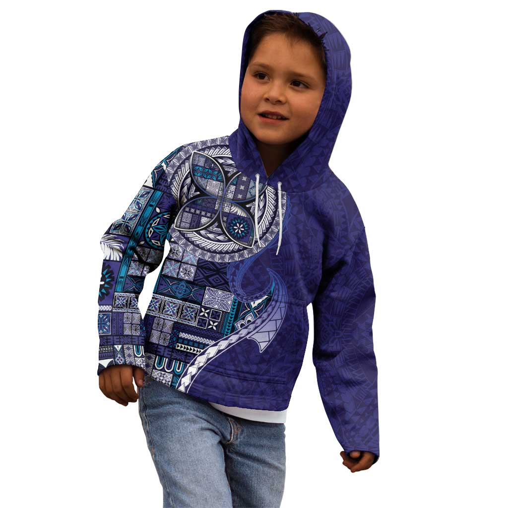 Samoan Siapo Art Tattoo Polynesian Pattern Kid Hoodie Navy Color LT03 - Polynesian Pride