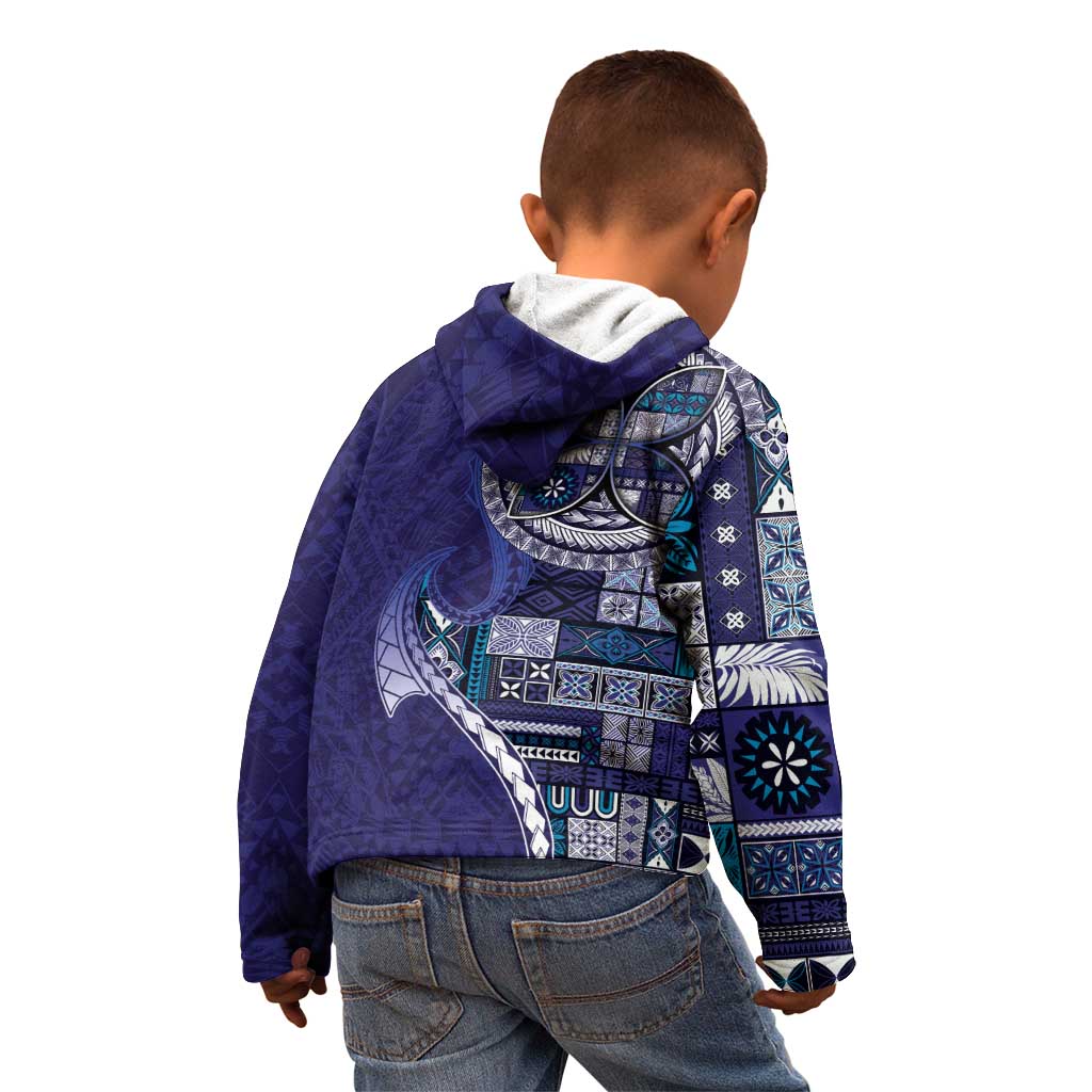Samoan Siapo Art Tattoo Polynesian Pattern Kid Hoodie Navy Color LT03 - Polynesian Pride