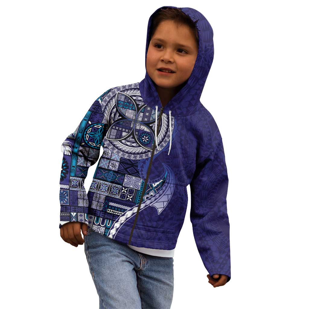 Samoan Siapo Art Tattoo Polynesian Pattern Kid Hoodie Navy Color LT03 - Polynesian Pride