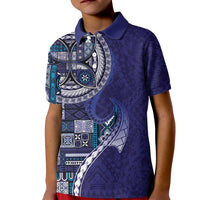 Samoan Siapo Art Tattoo Polynesian Pattern Kid Polo Shirt Navy Color LT03 Kid Navy - Polynesian Pride