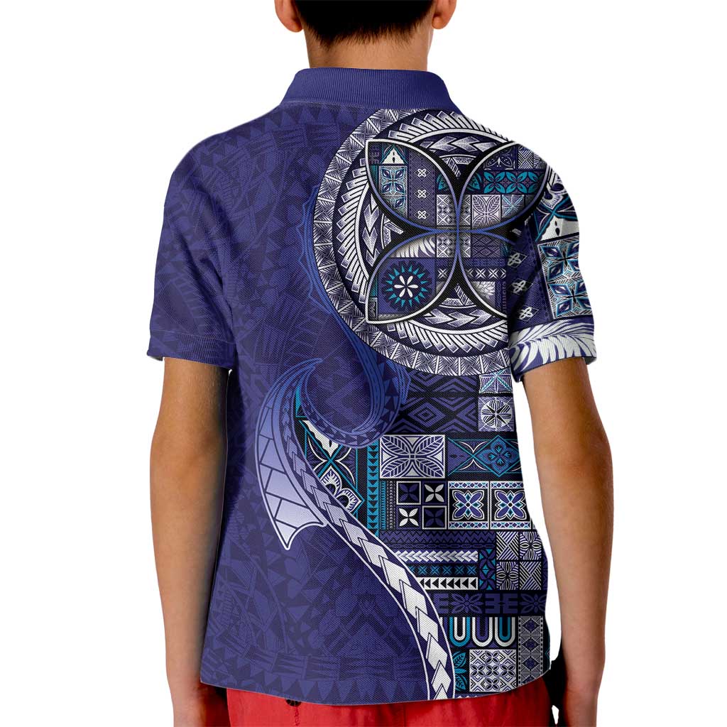 Samoan Siapo Art Tattoo Polynesian Pattern Kid Polo Shirt Navy Color LT03 - Polynesian Pride