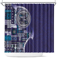 Samoan Siapo Art Tattoo Polynesian Pattern Shower Curtain Navy Color - Polynesian Pride