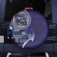Samoan Siapo Art Tattoo Polynesian Pattern Spare Tire Cover Navy Color - Polynesian Pride