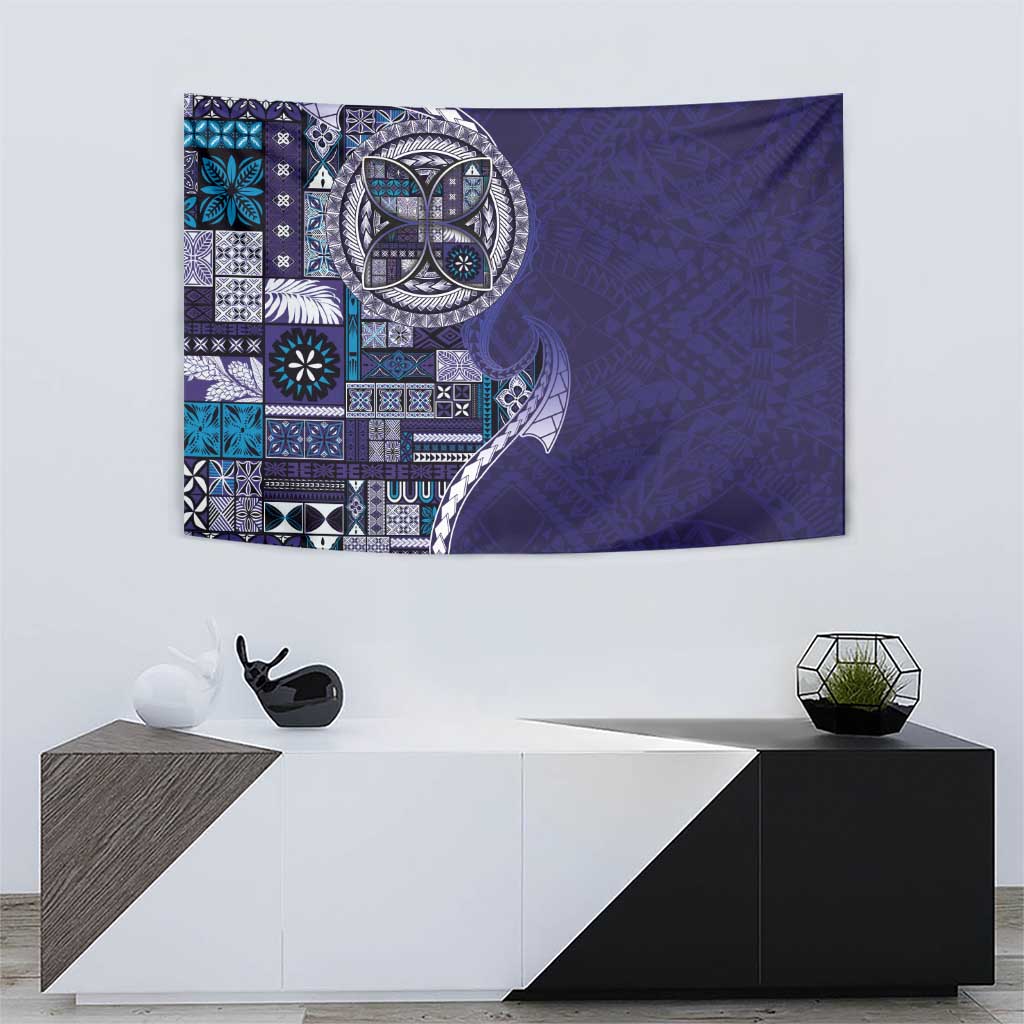 Samoan Siapo Art Tattoo Polynesian Pattern Tapestry Navy Color LT03 - Polynesian Pride