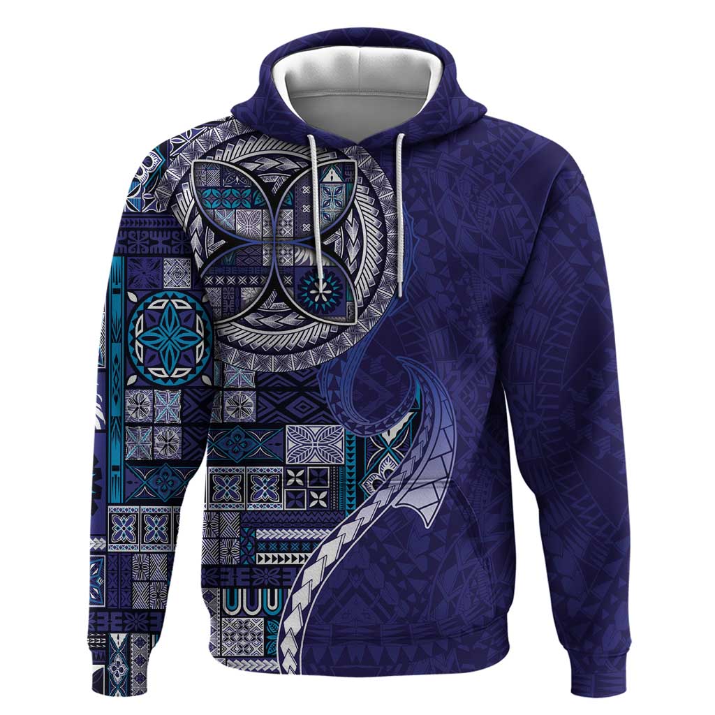 Samoan Siapo Art Tattoo Polynesian Pattern Zip Hoodie Navy Color - Polynesian Pride