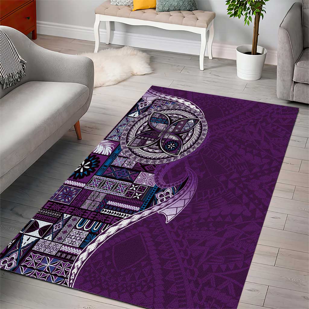 Samoan Siapo Art Tattoo Polynesian Pattern Area Rug Purple Color - Polynesian Pride