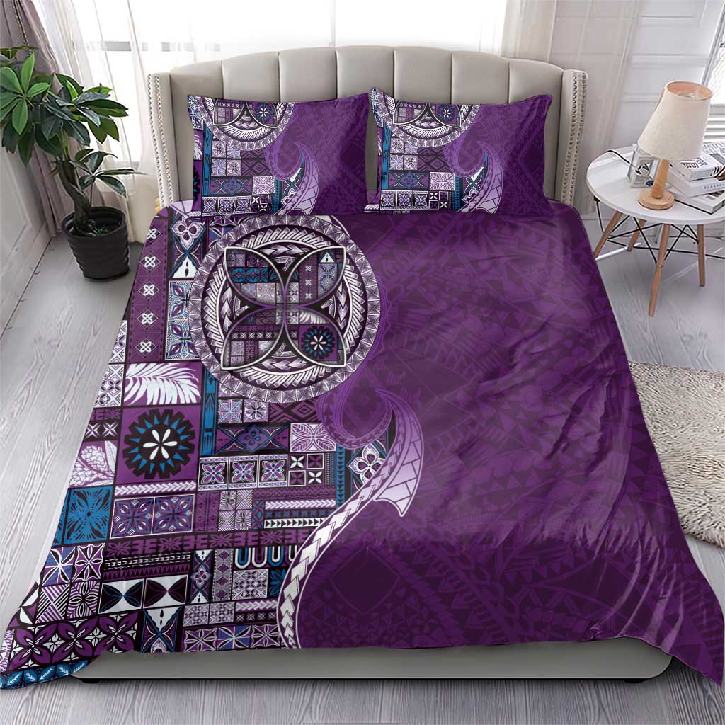Samoan Siapo Art Tattoo Polynesian Pattern Bedding Set Purple Color - Polynesian Pride