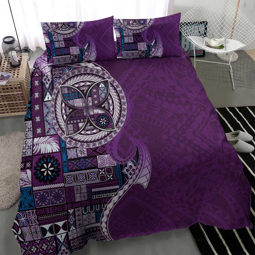 Samoan Siapo Art Tattoo Polynesian Pattern Bedding Set Purple Color - Polynesian Pride