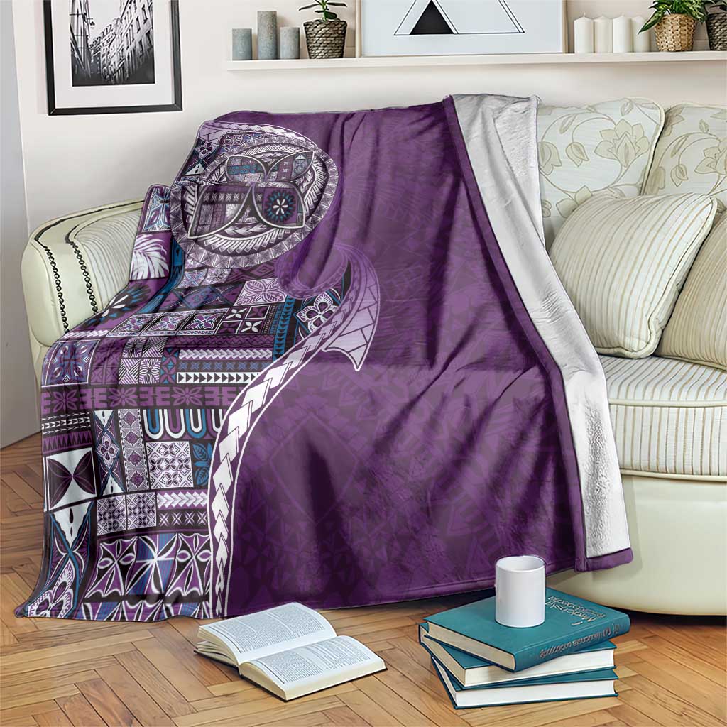 Samoan Siapo Art Tattoo Polynesian Pattern Blanket Purple Color - Polynesian Pride