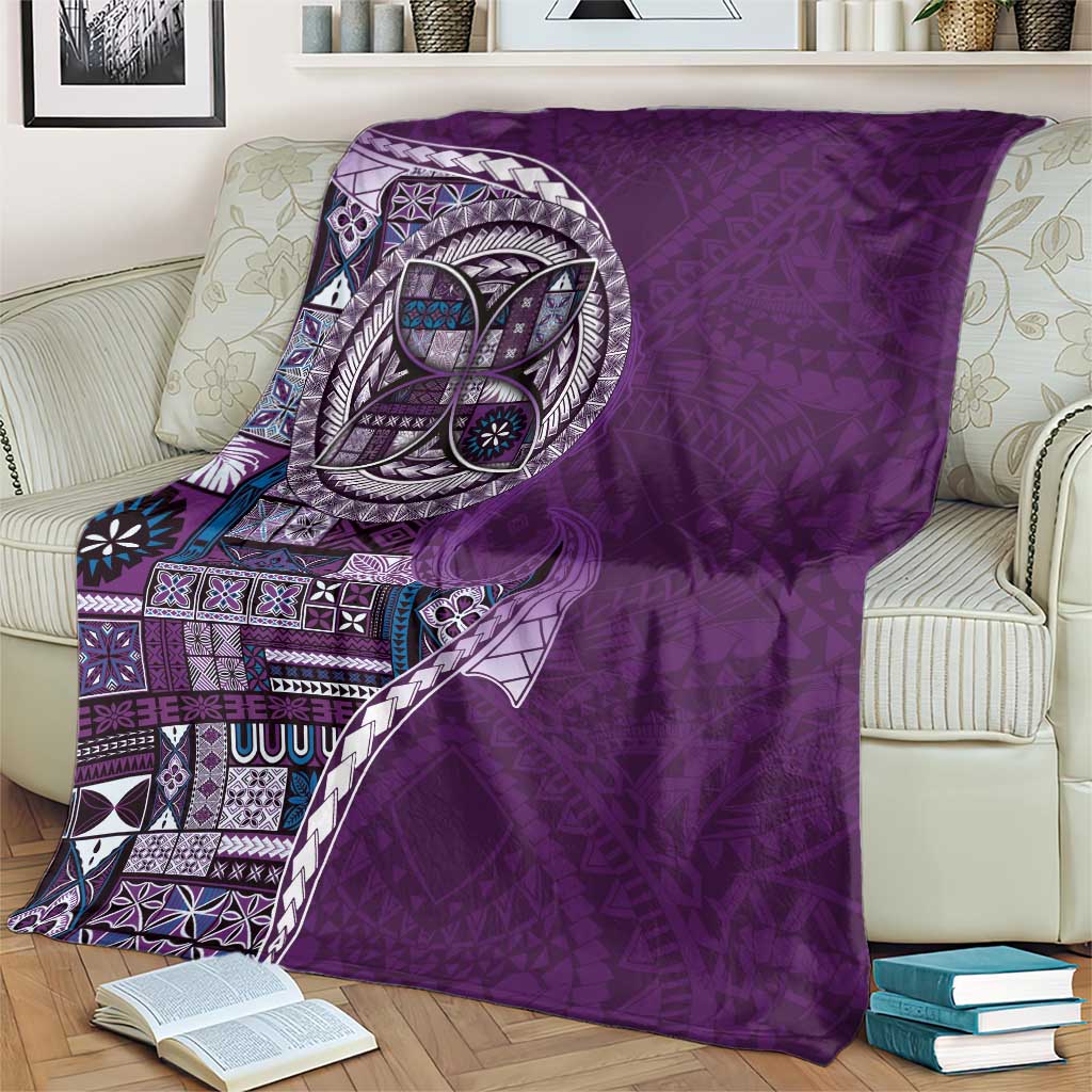 Samoan Siapo Art Tattoo Polynesian Pattern Blanket Purple Color - Polynesian Pride