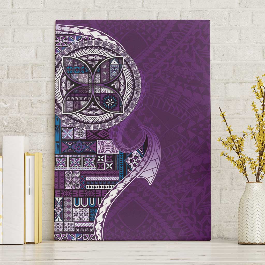 Samoan Siapo Art Tattoo Polynesian Pattern Canvas Wall Art Purple Color - Polynesian Pride