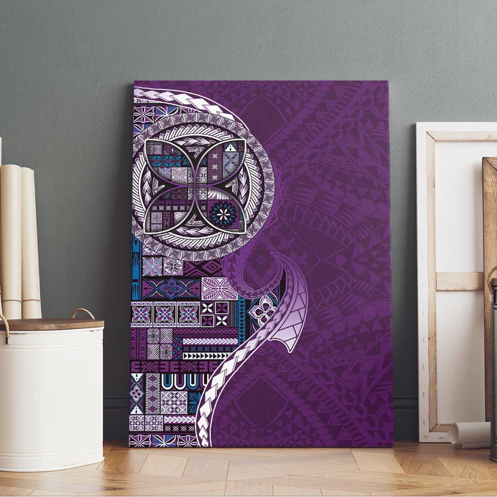 Samoan Siapo Art Tattoo Polynesian Pattern Canvas Wall Art Purple Color - Polynesian Pride