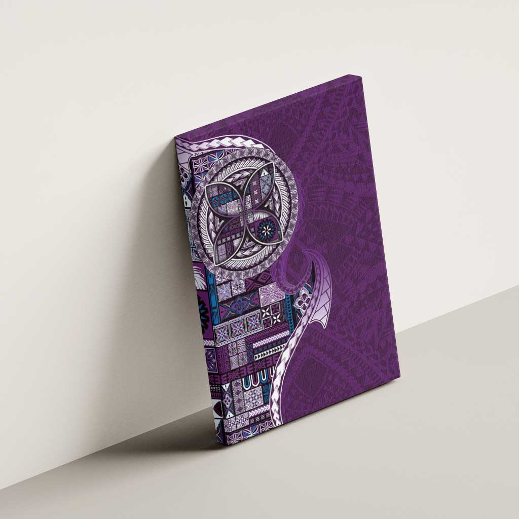 Samoan Siapo Art Tattoo Polynesian Pattern Canvas Wall Art Purple Color - Polynesian Pride