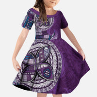 Samoan Siapo Art Tattoo Polynesian Pattern Family Matching Puletasi and Hawaiian Shirt Purple Color - Polynesian Pride