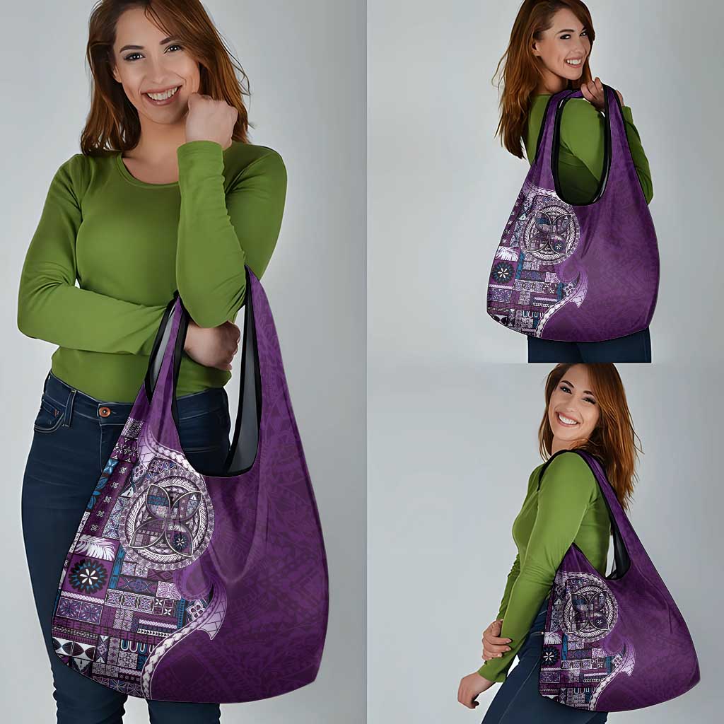 Samoan Siapo Art Tattoo Polynesian Pattern Grocery Bag Purple Color - Polynesian Pride