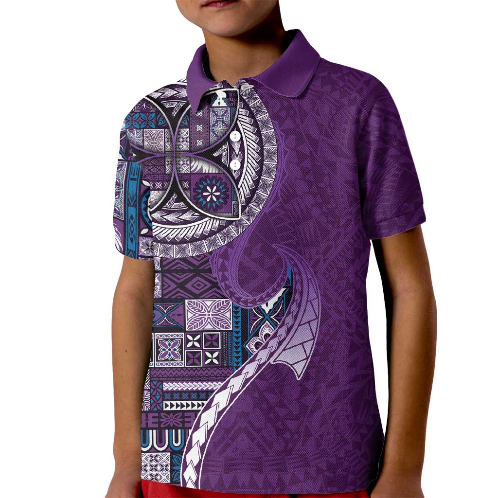 Samoan Siapo Art Tattoo Polynesian Pattern Kid Polo Shirt Purple Color LT03 Kid Purple - Polynesian Pride