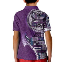 Samoan Siapo Art Tattoo Polynesian Pattern Kid Polo Shirt Purple Color LT03 - Polynesian Pride