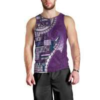 Samoan Siapo Art Tattoo Polynesian Pattern Men Tank Top Purple Color - Polynesian Pride