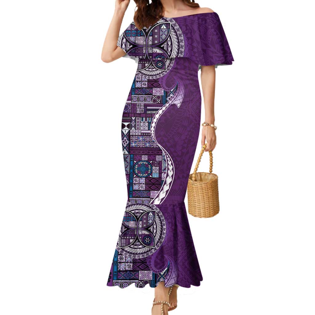 Samoan Siapo Art Tattoo Polynesian Pattern Mermaid Dress Purple Color - Polynesian Pride