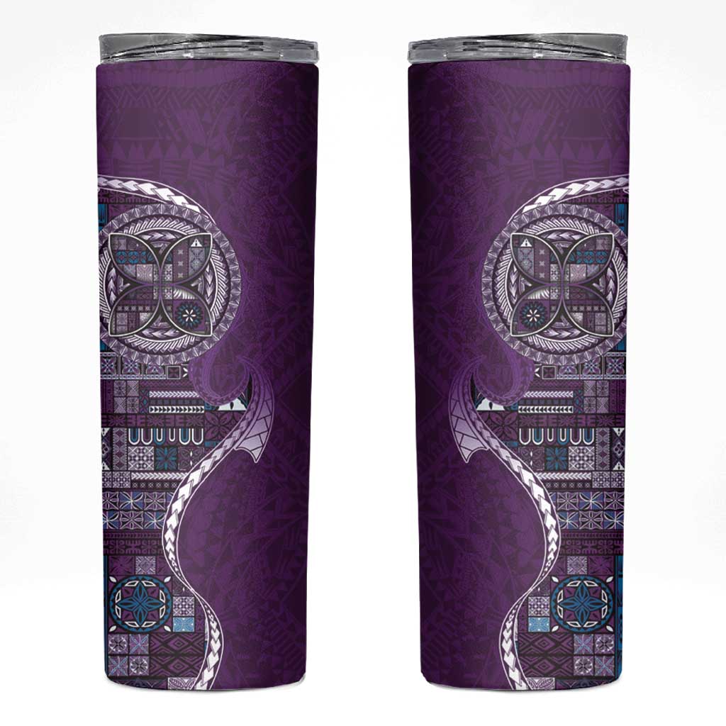 Samoan Siapo Art Tattoo Polynesian Pattern Skinny Tumbler Purple Color - Polynesian Pride