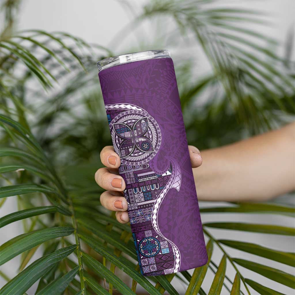 Samoan Siapo Art Tattoo Polynesian Pattern Skinny Tumbler Purple Color - Polynesian Pride
